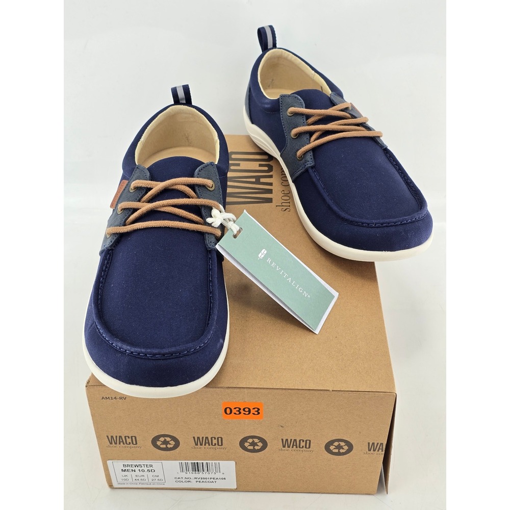 Revitalign Brewster Boat Shoes Men 10.5D Peacoat Blue‎ Canvas Orthotic -New